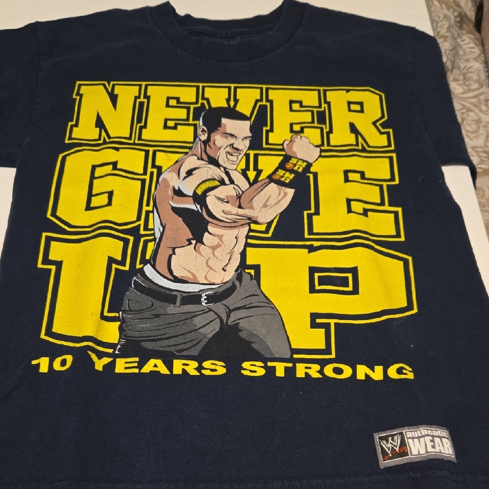 Vintage WWE Cenation 10 Year Strong Youth Navy Blue Graphic T-Shirt. John Cena
